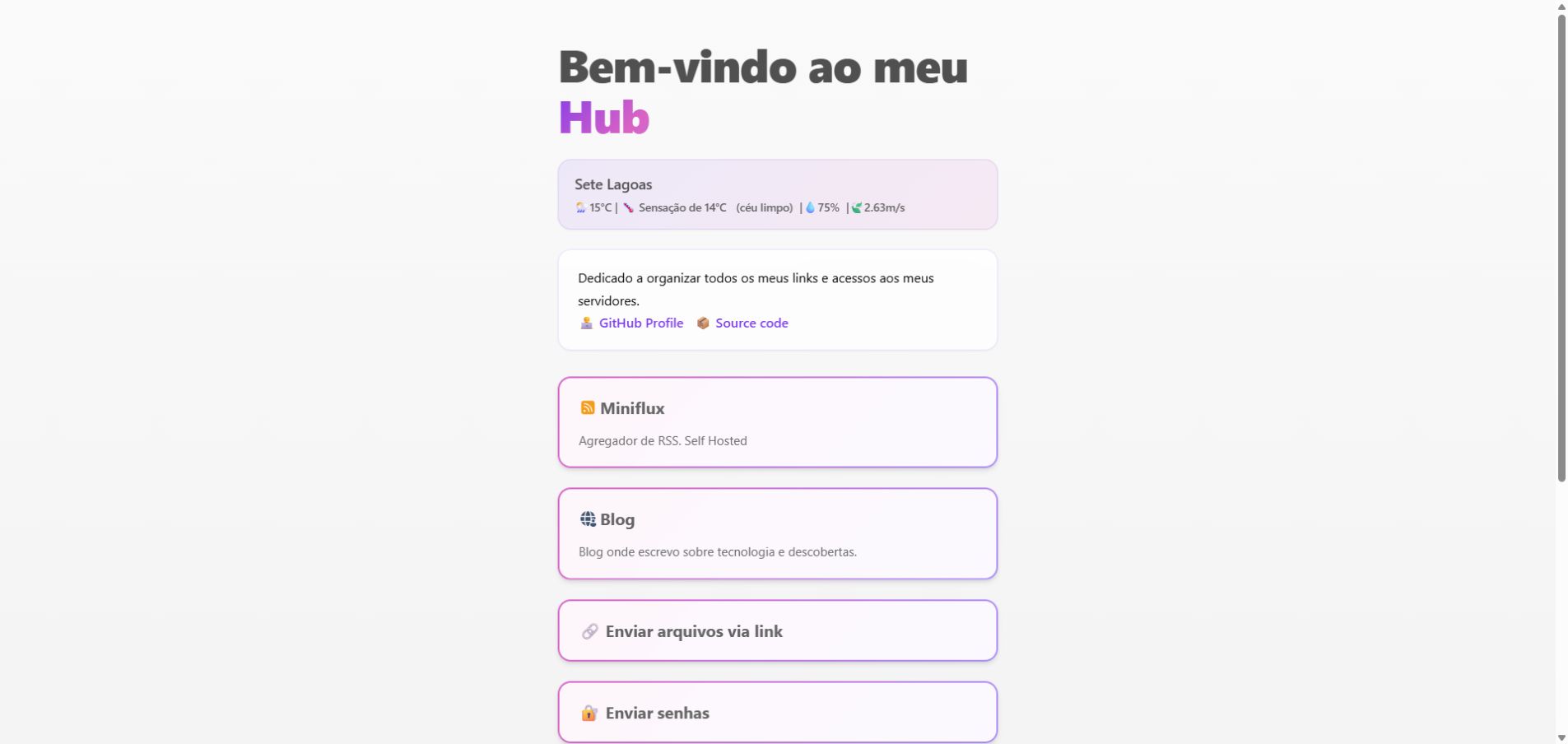 Preview do site MyHub